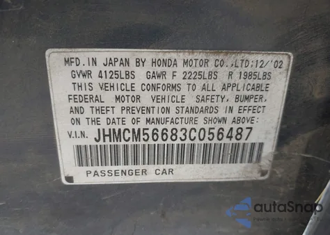2003 Honda Accord 2.4 Ex z USA, uszkodzony, nr VIN JHMCM56683C056487